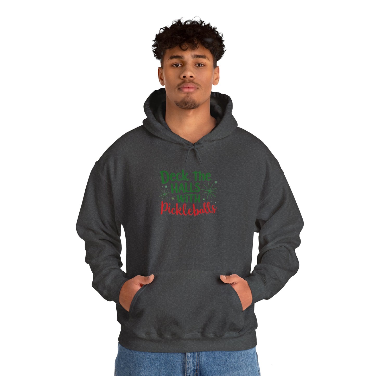 Deck the Halls with Pickleballs Hooded Holiday Sweatshirt