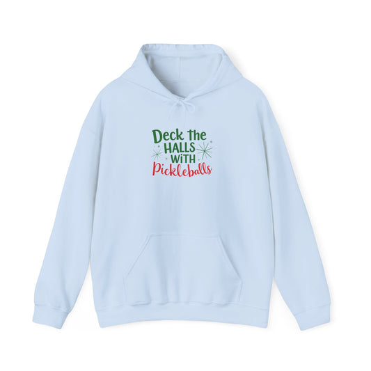 Deck the Halls with Pickleballs Hooded Holiday Sweatshirt