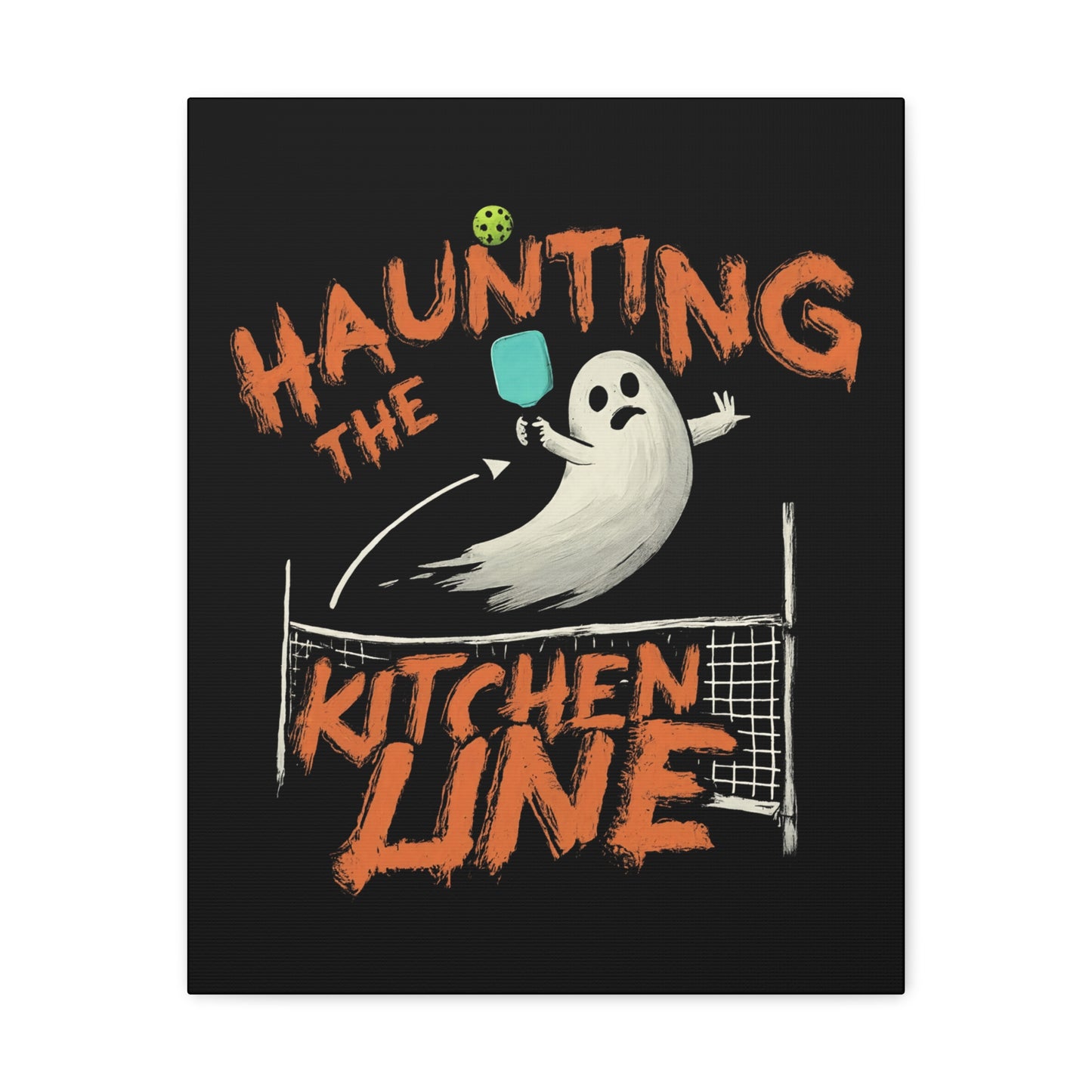 Haunting The Kitchen Line Print - Fun Halloween Pickleball Artwork - Home Decor