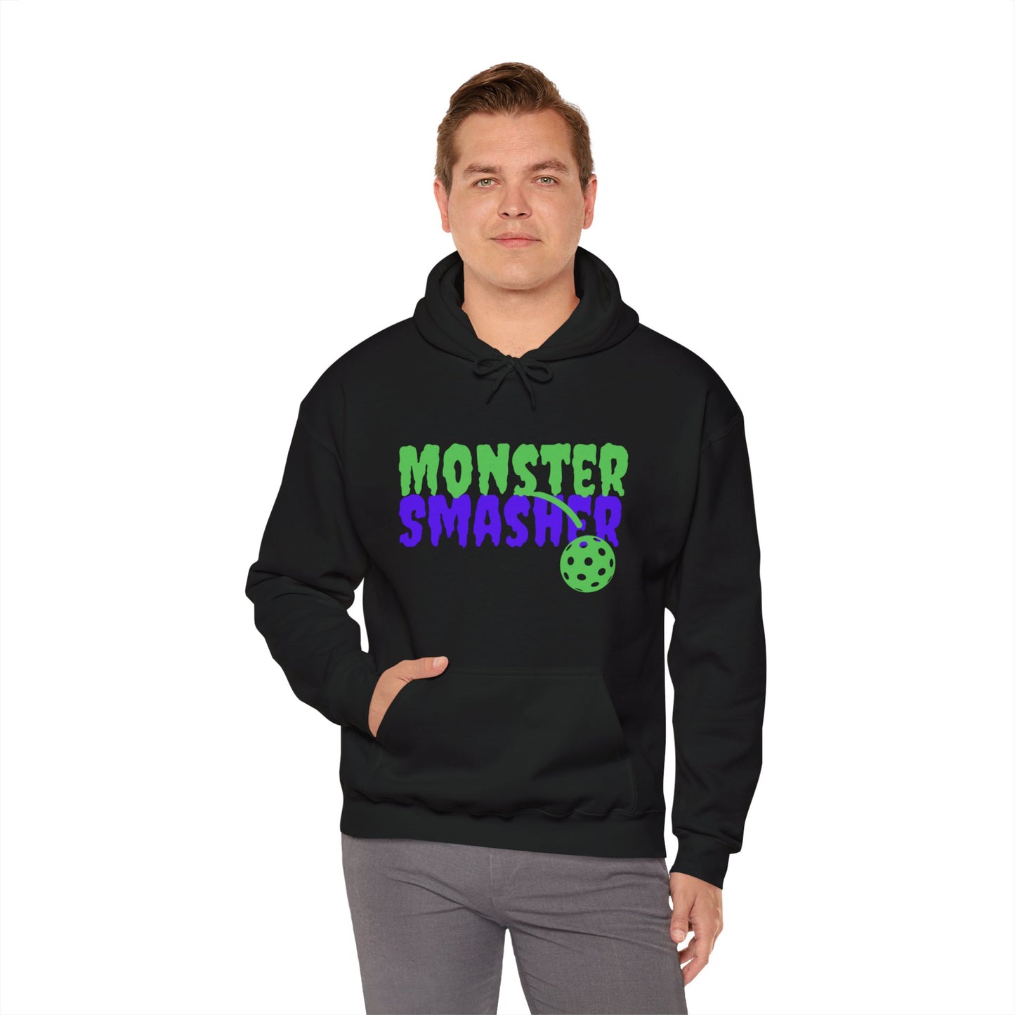 Monster Smasher Pickleball Hoodie - Unisex Halloween Pickleball Sweatshirt for Men or Women