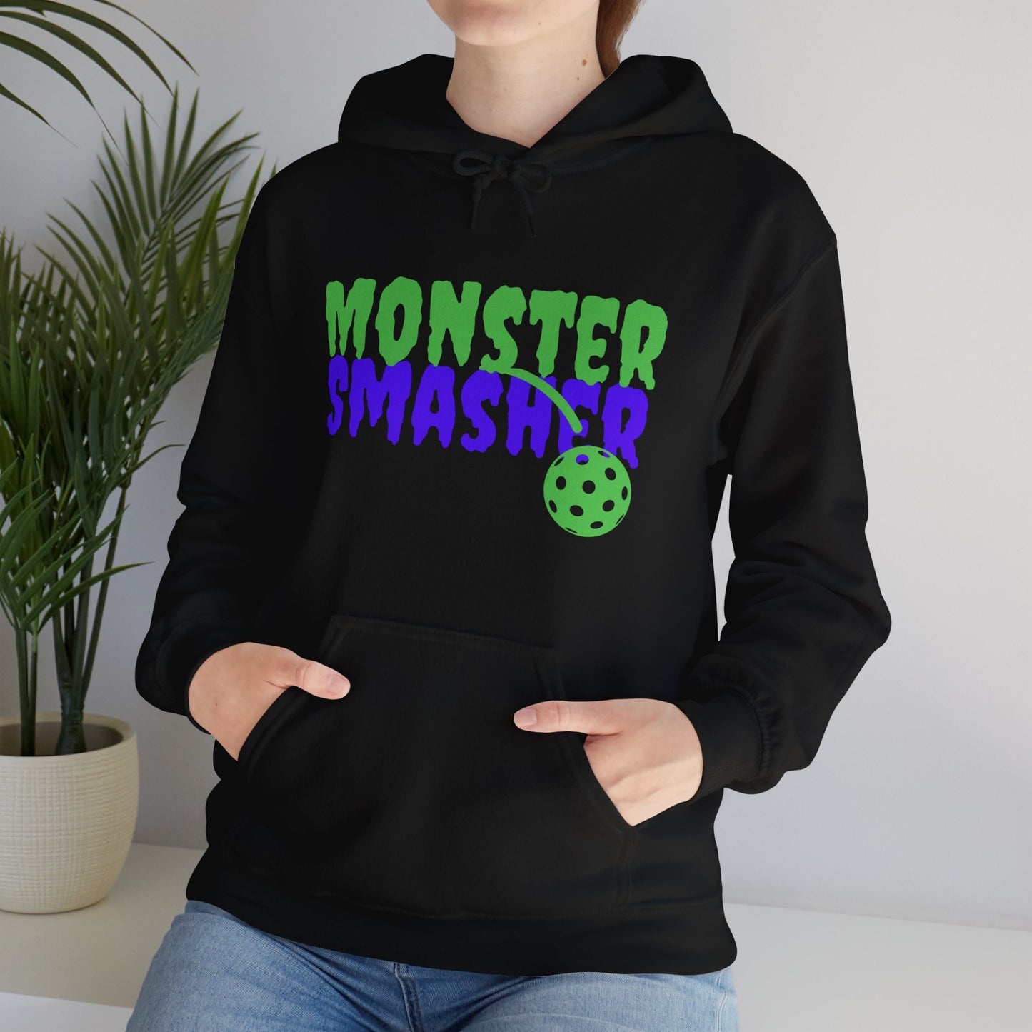 Monster Smasher Pickleball Hoodie - Unisex Halloween Pickleball Sweatshirt for Men or Women