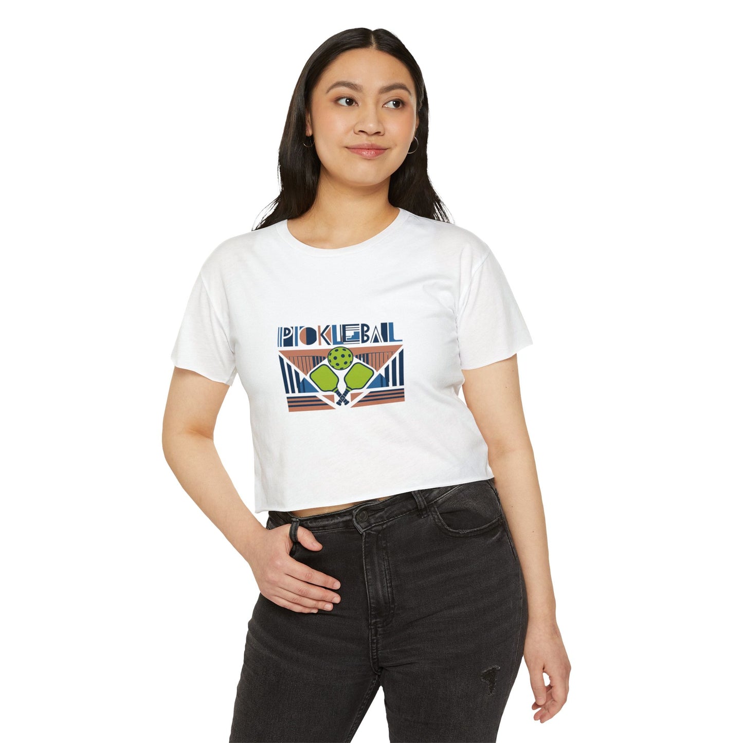 Art Deco Women's Festival Pickleball Crop Top T-Shirt