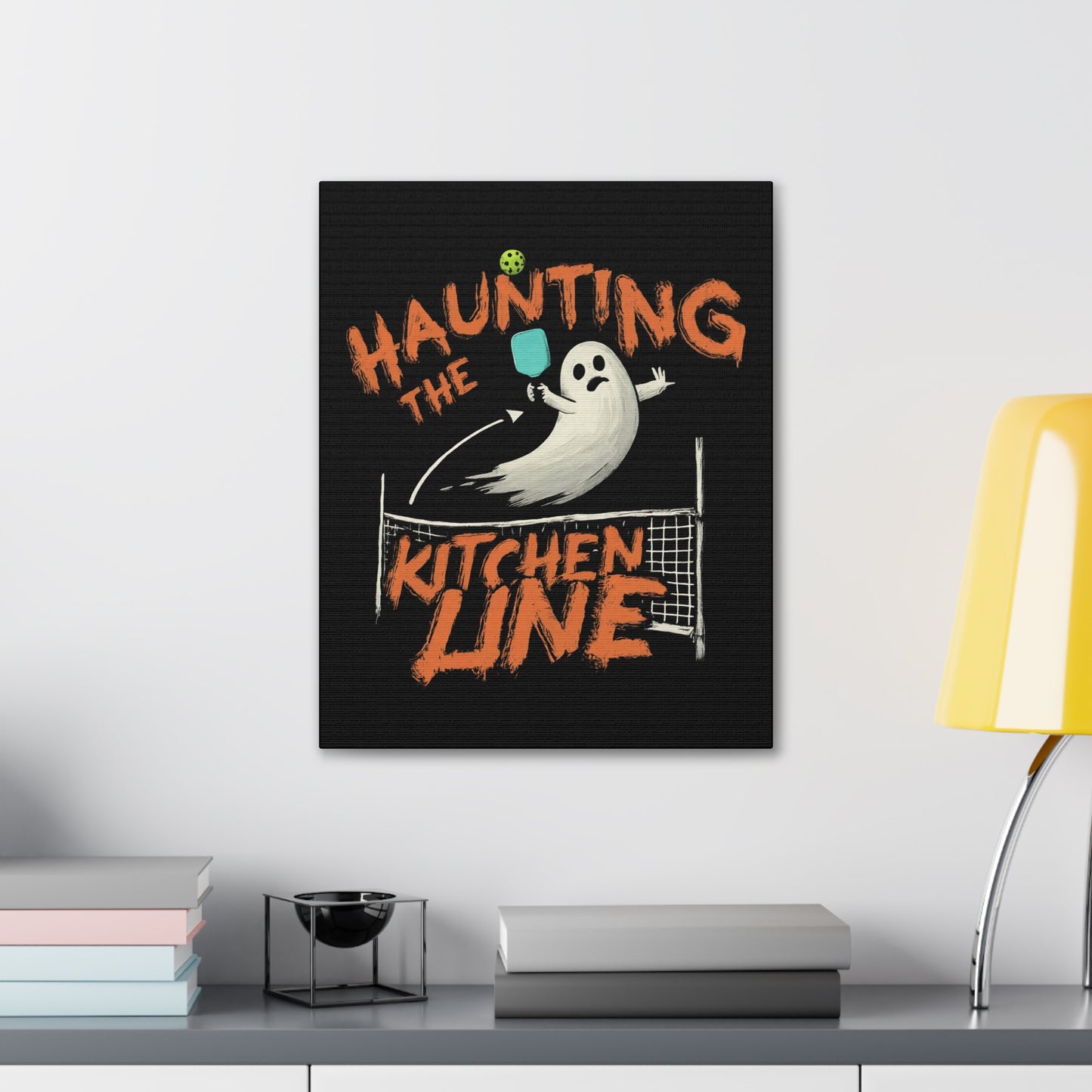 Haunting The Kitchen Line Print - Fun Halloween Pickleball Artwork - Home Decor