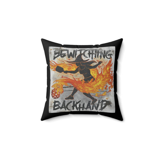 Bewitching Backhand Halloween Pickleball Throw Pillow - 14"x14" Square