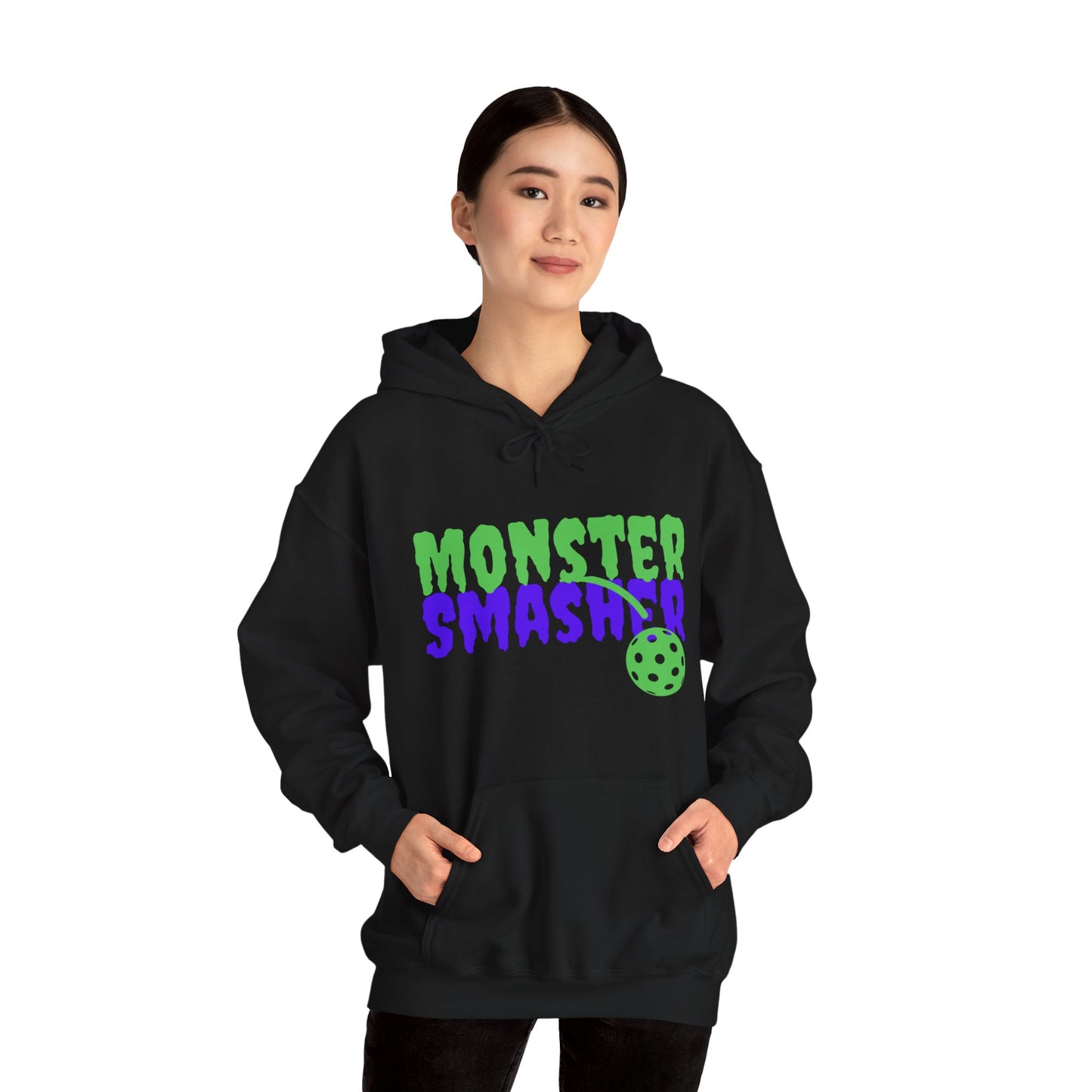 Monster Smasher Pickleball Hoodie - Unisex Halloween Pickleball Sweatshirt for Men or Women