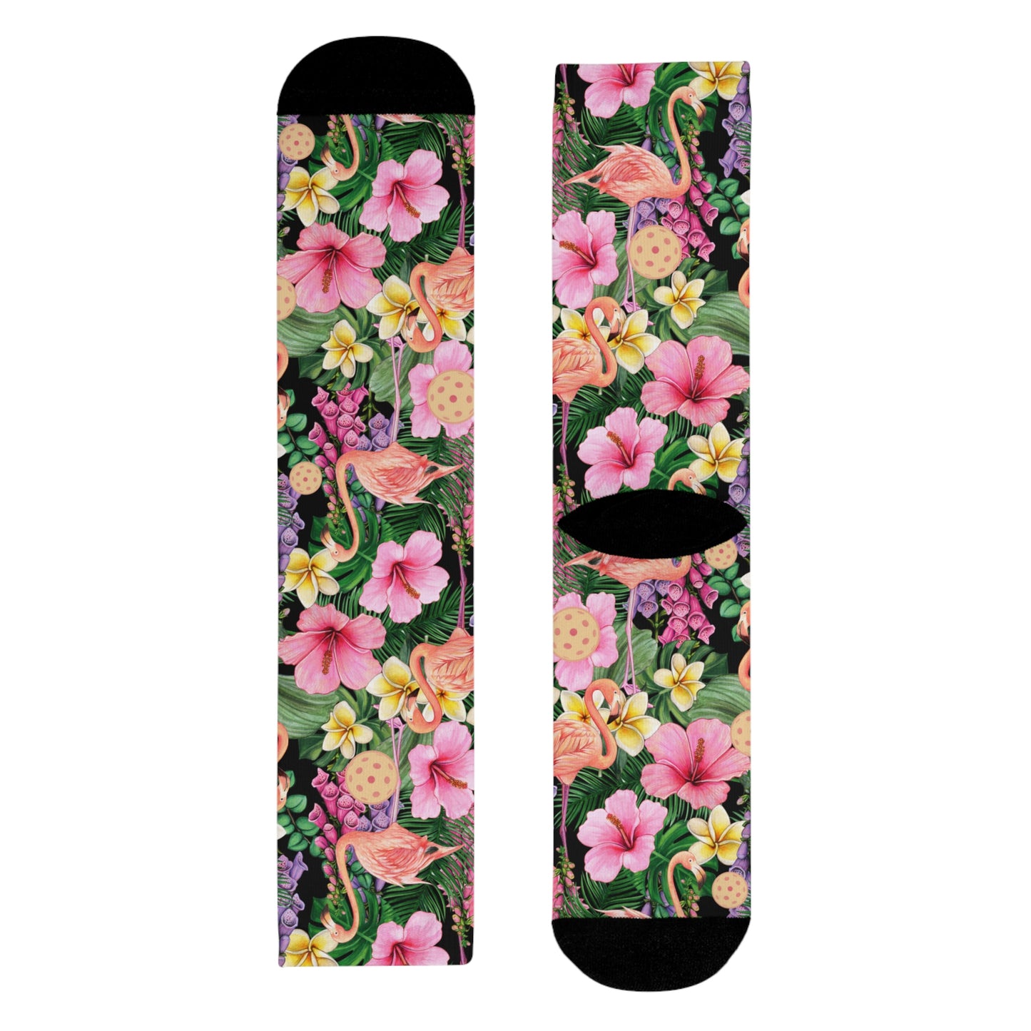 Unisex Flamingos and Pickleballs Hawaiian Crew Socks