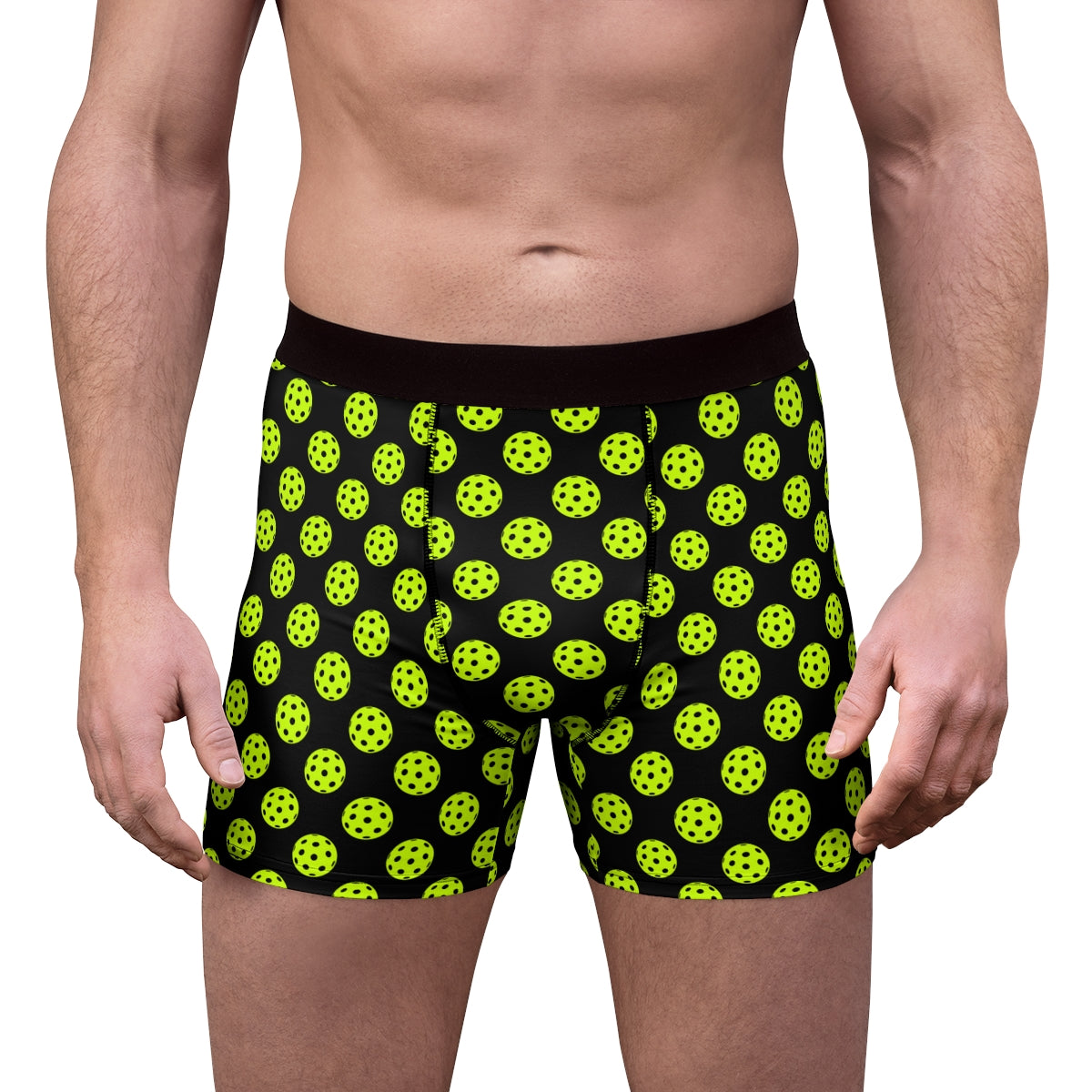 Pickleball Men's Boxer Briefs - Pickleball Gift - Neon Yellow Pickleball Pattern