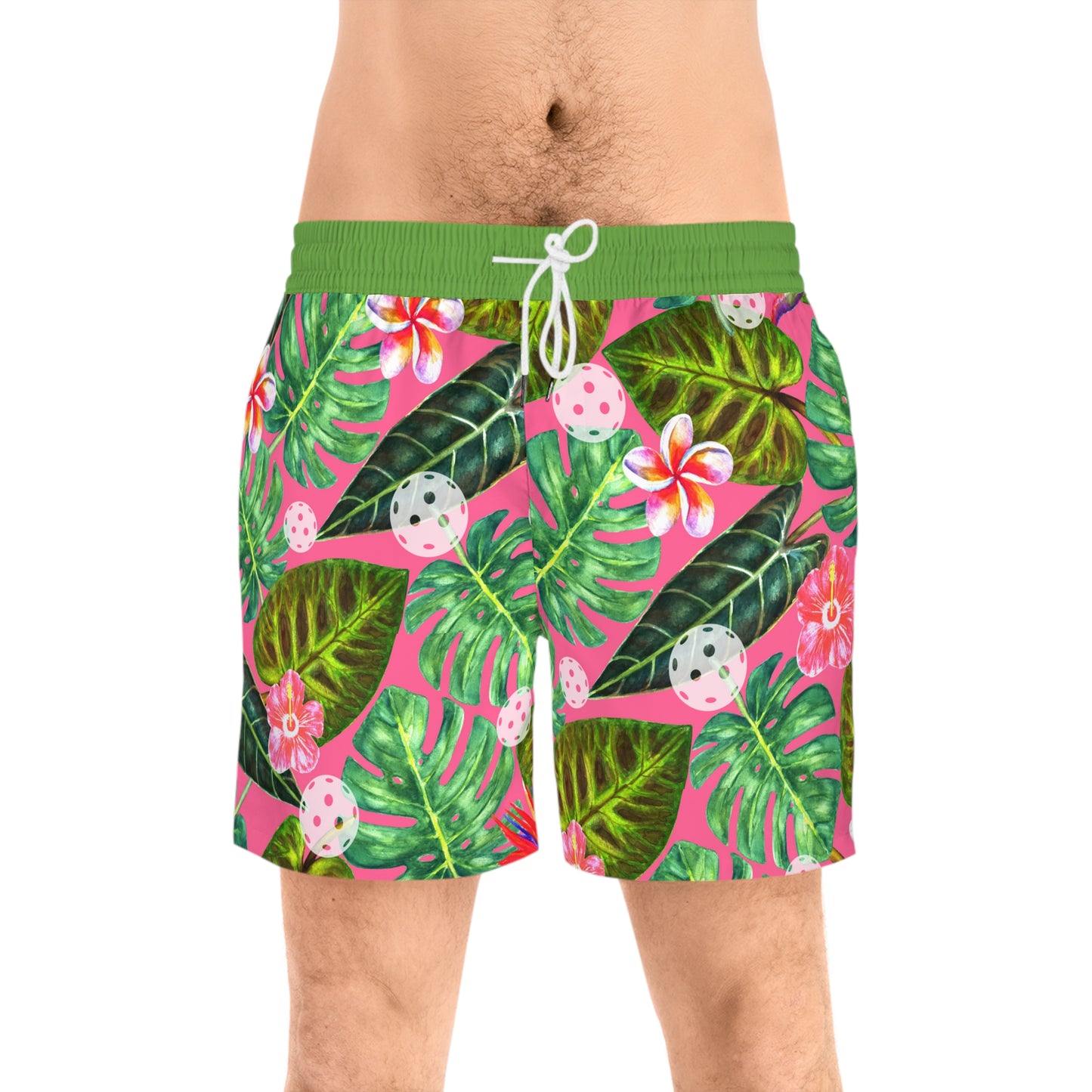 Men's Mid-Length Aloha Hawaiian Pickleball Swimsuit