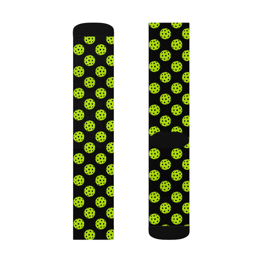 Pickleball Unisex Socks - Pickleball Clothing - Neon Yellow Pickleball Pattern