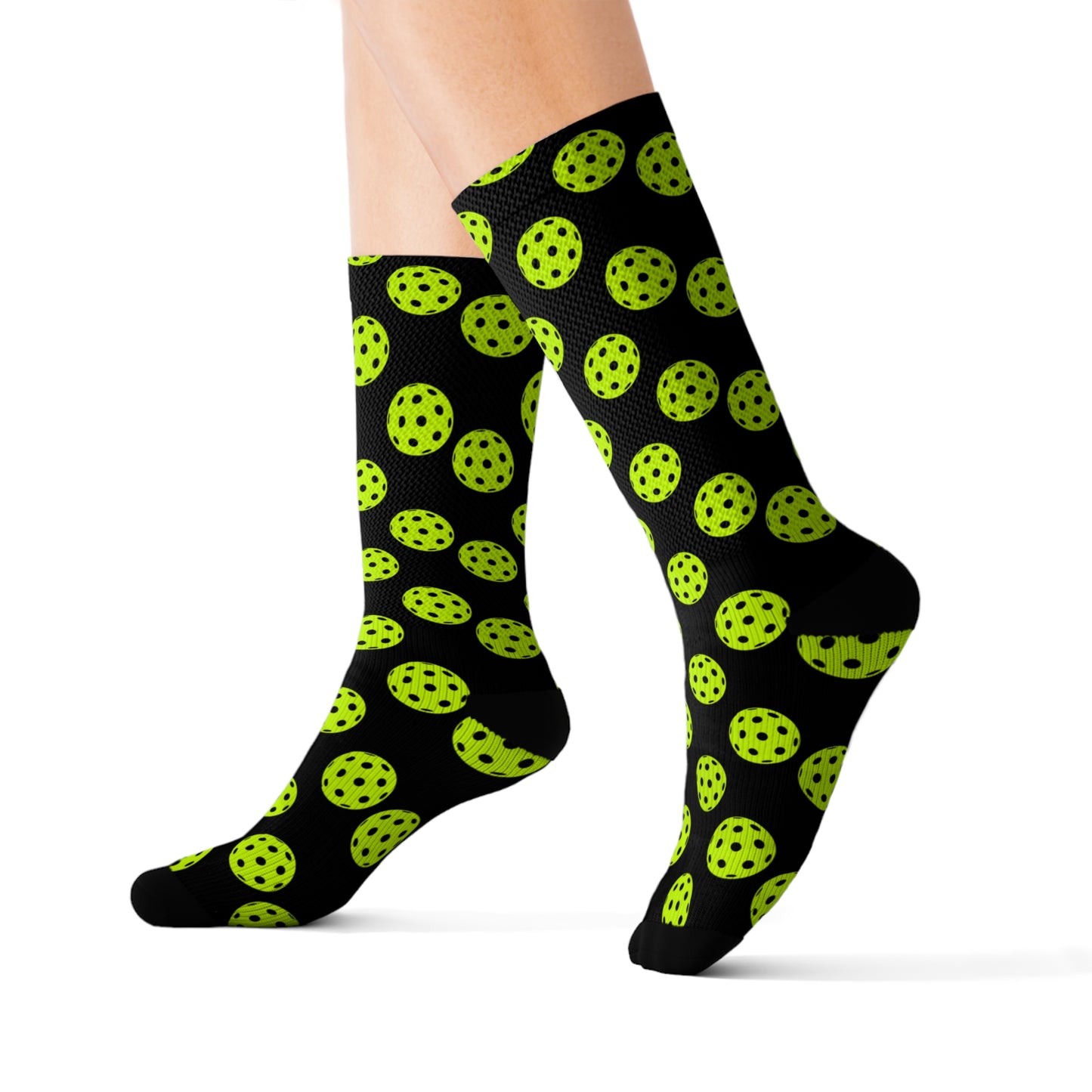 Pickleball Unisex Socks - Pickleball Clothing - Neon Yellow Pickleball Pattern