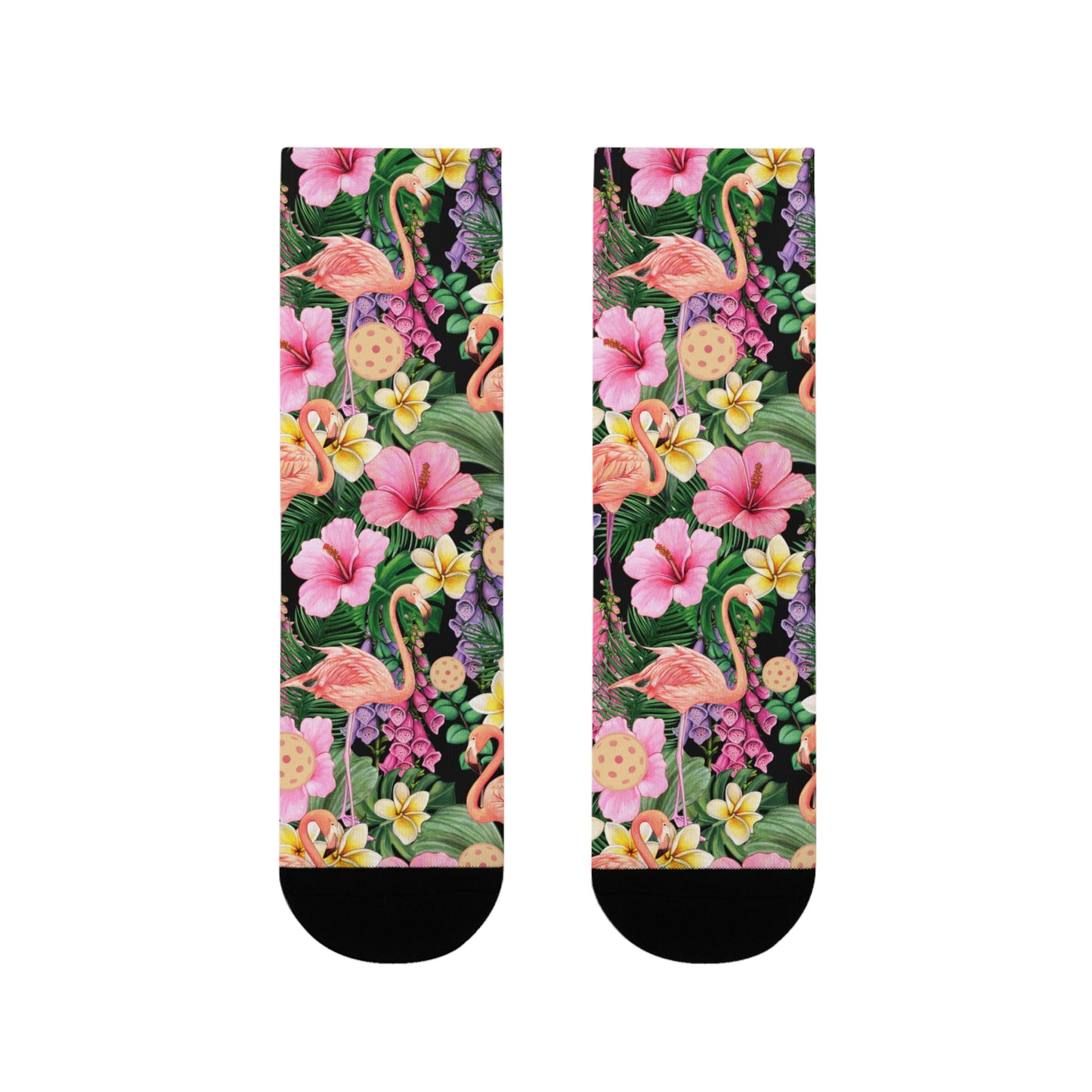 Unisex Flamingos and Pickleballs Hawaiian Crew Socks