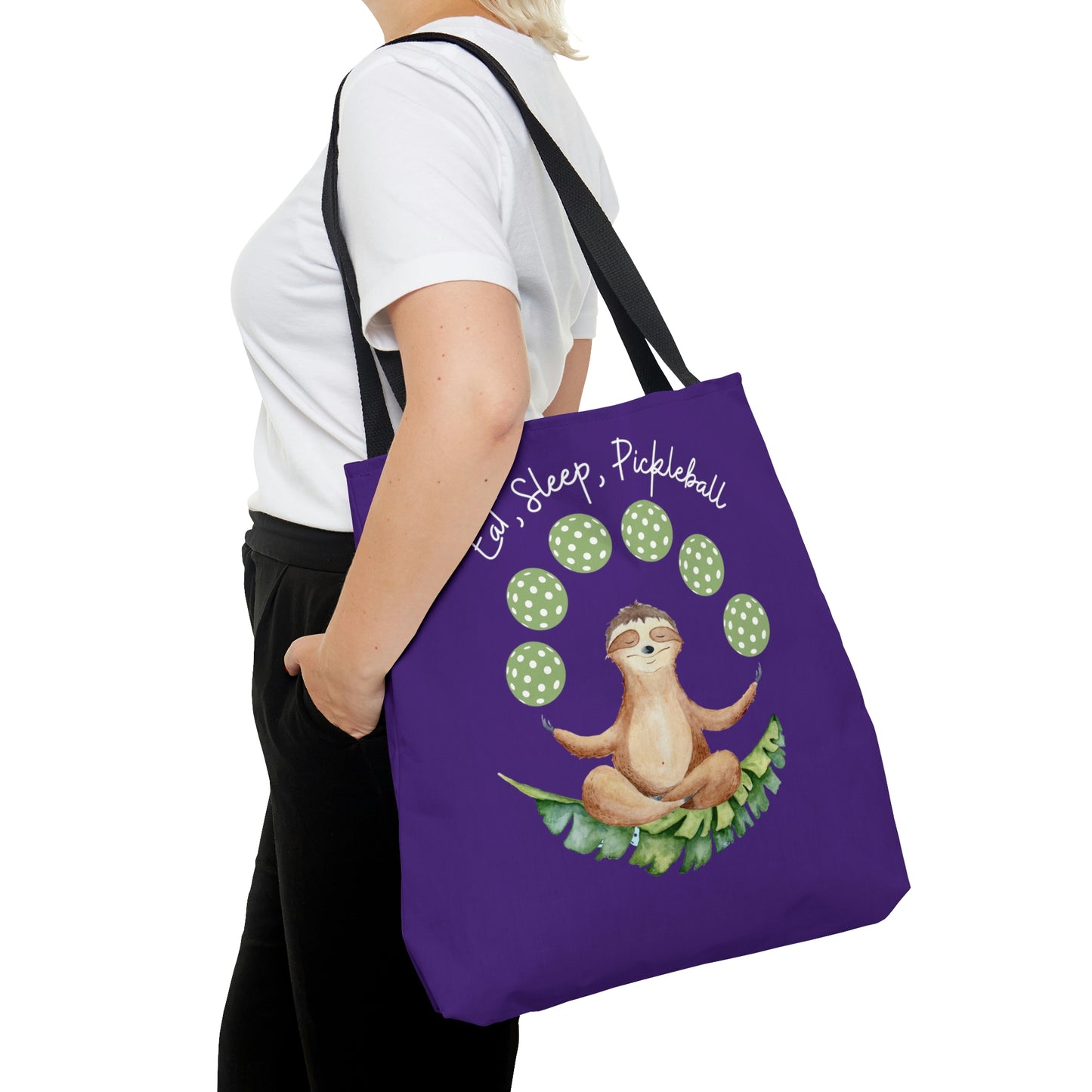 Eat, Sleep, Pickleball Sloth Tote | Funny Pickleball Gift