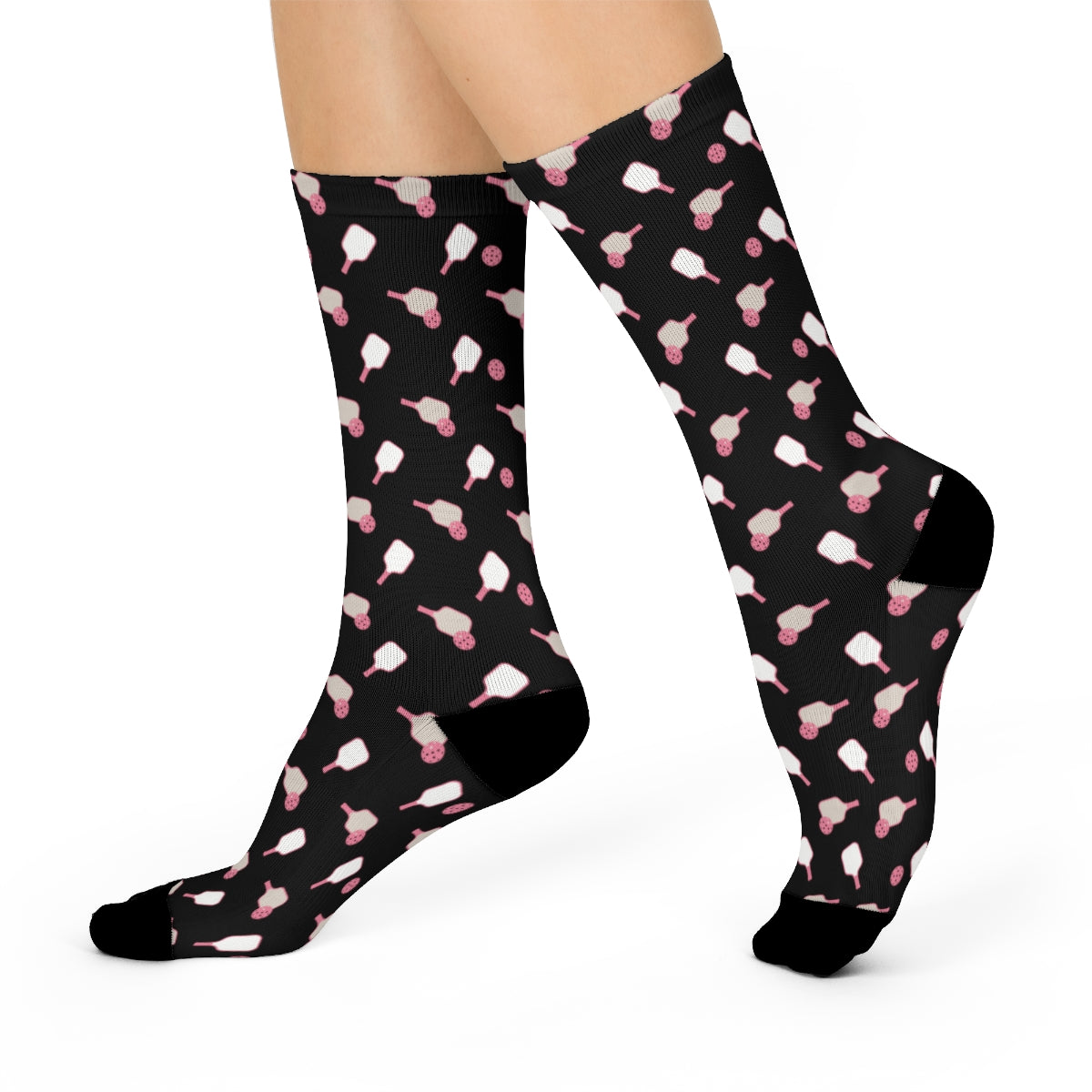 Unisex Pickleball Crew Socks - Pickleballs & Paddles