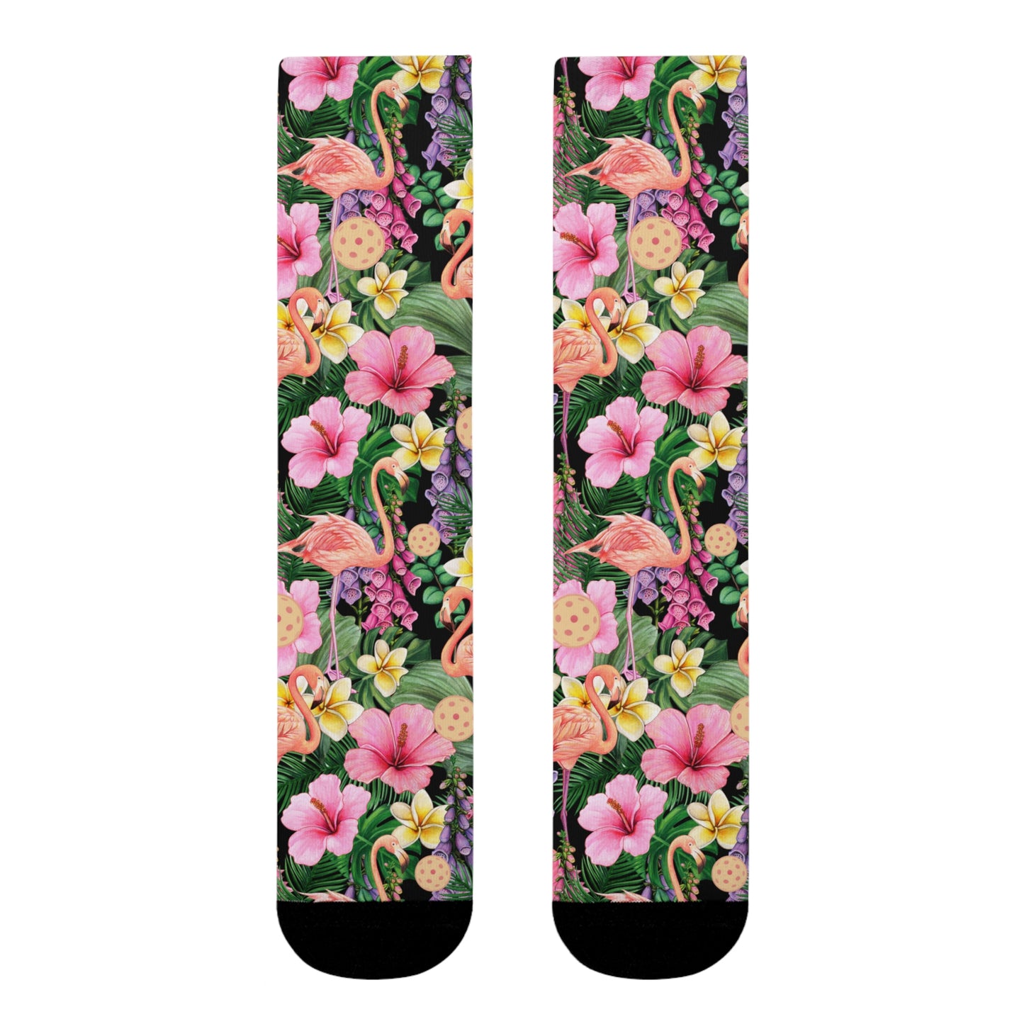 Unisex Flamingos and Pickleballs Hawaiian Crew Socks